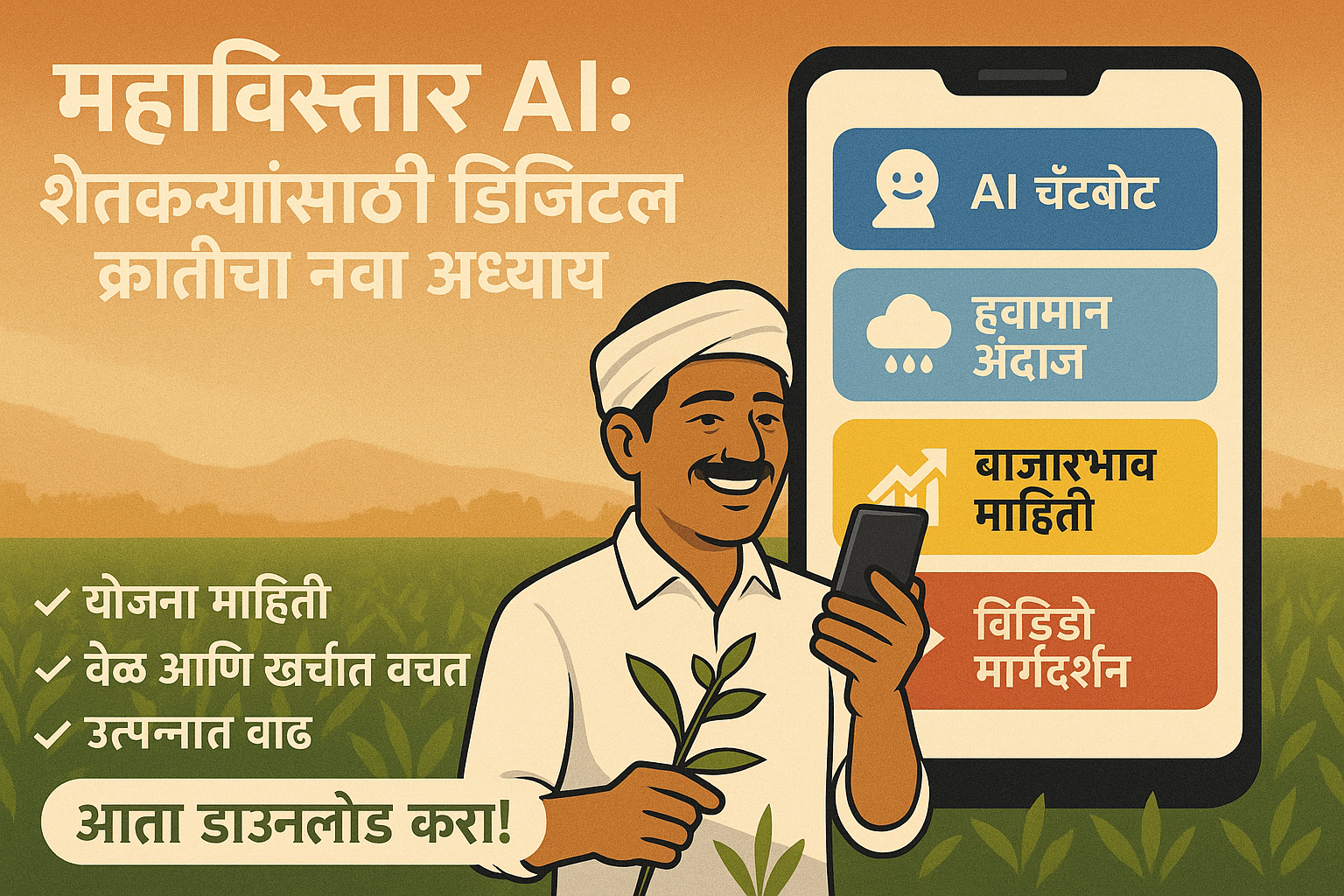 You are currently viewing महाविस्तार AI: शेतकऱ्यांसाठी डिजिटल क्रांतीचा नवा अध्याय